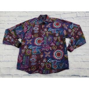 Structure Shirt MENS SIZE M Button Up Aztec Geometric Cotton VINTAGE